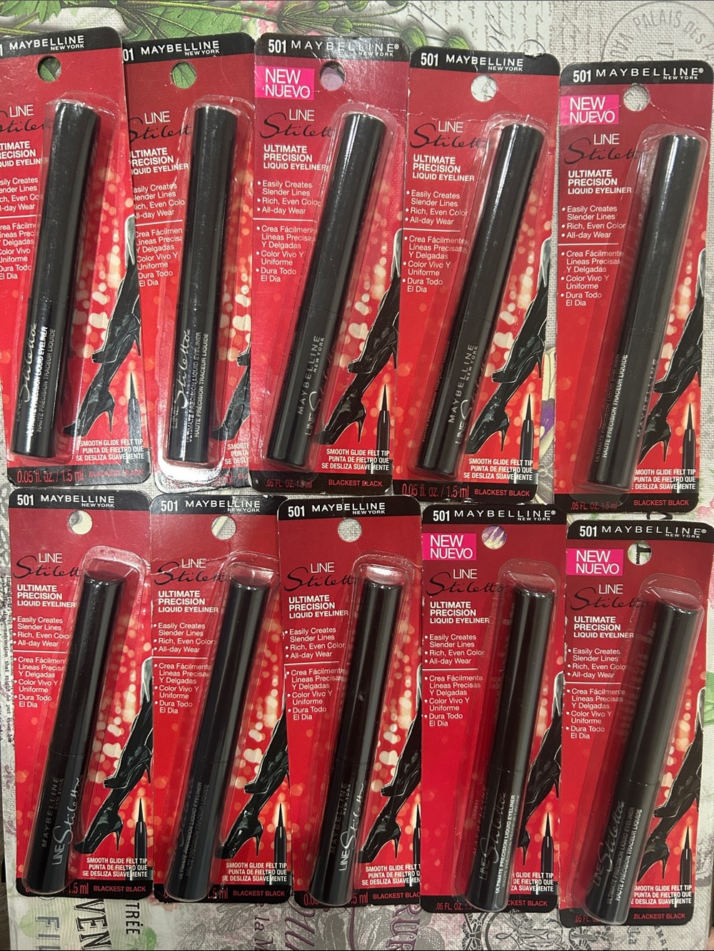 LOT OF 10 Maybelline Line Stiletto Precision Liquid Eyeliner #501  Black